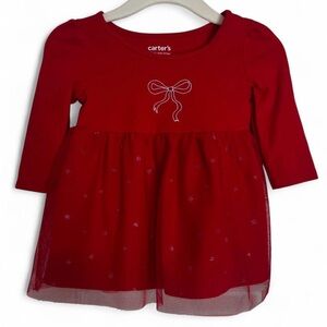 Carter's Red Dress with Bow Detail
